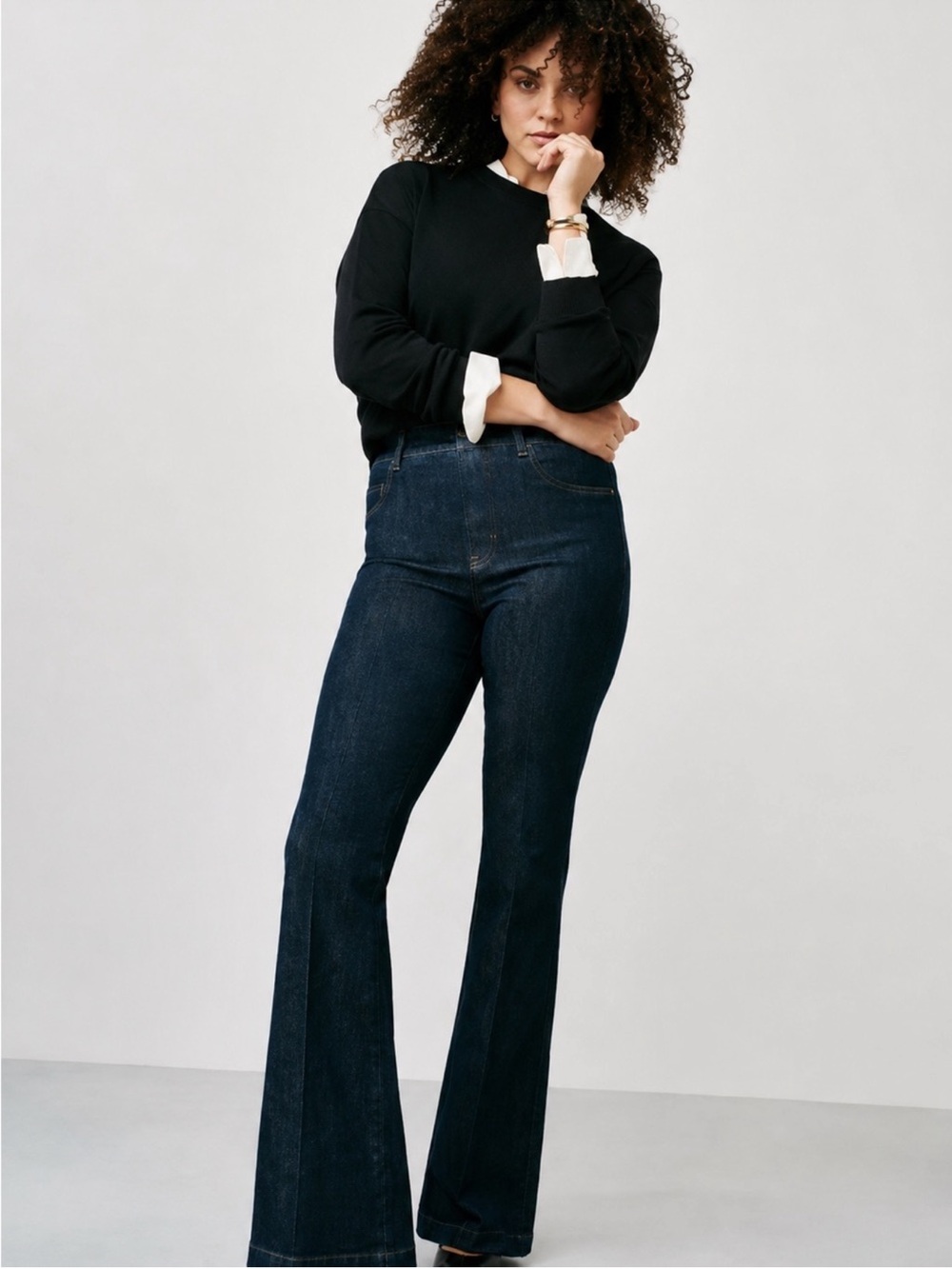 SPANXshape Original EveryWear Flare Jeans Size XS Raw Indigo Wash
